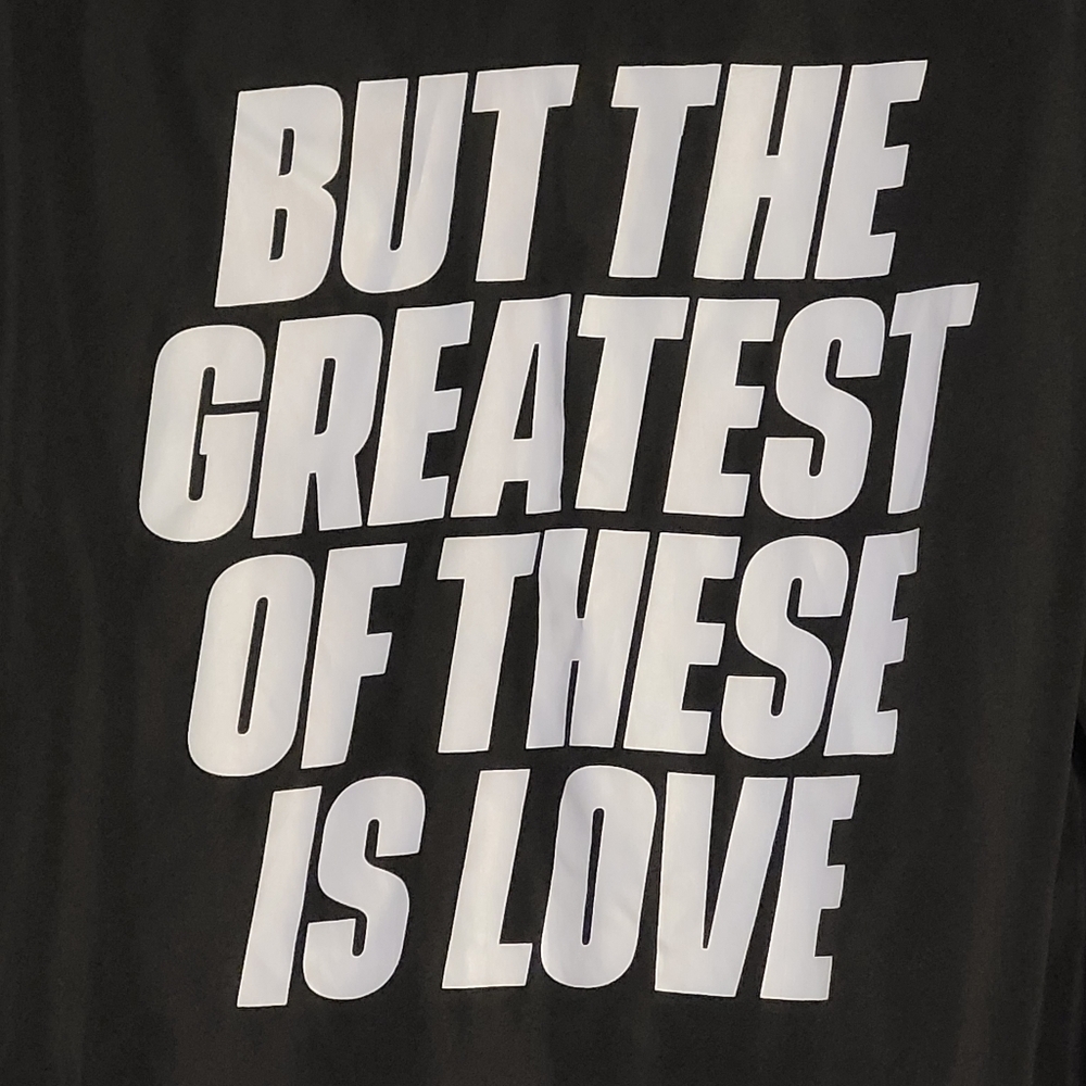 But The Greatest Of These Is Love Windbreaker Hoodie Unisex XL Black & White - Picture 5 of 16
